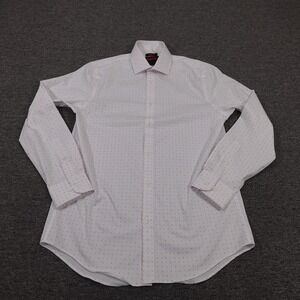 Egara Shirt Mens 15.5 32/33 White Geometric Stretch Slim Fit Dress Long Sleeve